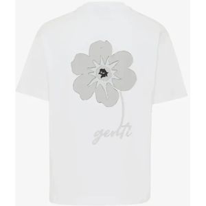 Genti, Tops, Heren, Wit, XL, Katoen, Zware Katoenen Wit T-shirt