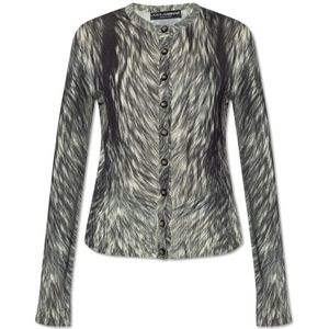 Dolce & Gabbana, Truien, Dames, Grijs, XS, Leer, Zijden vest