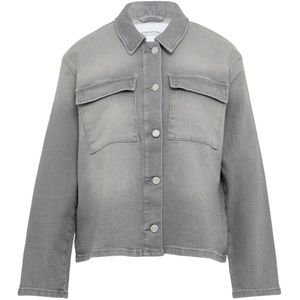 Comma, Jassen, Dames, Grijs, XS, Denim, Denim Overshirt met Zakken