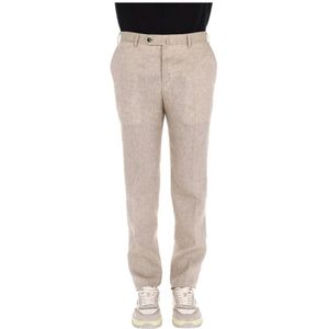 PT Torino, Broeken, Heren, Beige, S, Linnen, Slim Fit Linnen Broek