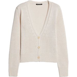 Pennyblack, Truien, Dames, Beige, XS, Glanzende V-hals Cardigan