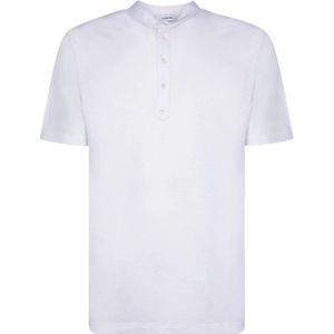 Lardini, Tops, Heren, Wit, S, Linnen, Linnen Serafino T-shirt