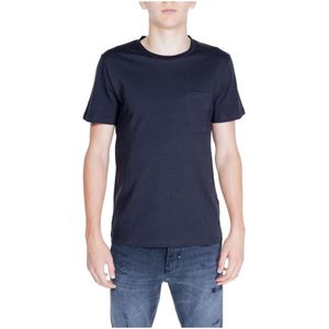 Effen Zwart Katoenen T-Shirt Met Ronde Hals En Korte Mouwen