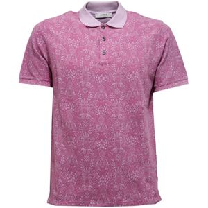 Alpha Studio, Tops, Heren, Paars, M, Katoen, Geverfd katoenen T-shirt in lila/fuxia