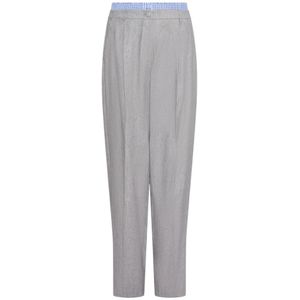 Marella, Broeken, Dames, Grijs, S, Linnen, Grijze Linnen Stretch Broek