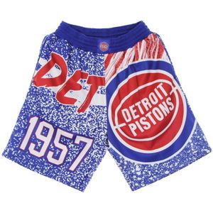Mitchell & Ness, Sport, Heren, Veelkleurig, L, Polyester, Detroit Pistons Basketbalshorts Sublimated Mesh