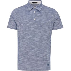 Corneliani, Tops, Heren, Blauw, M, Katoen, Blauwe Melange Polo Korte Mouw Katoen