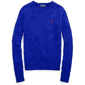 Polo Ralph Lauren, Truien, Dames, Blauw, XS, Katoen, Blauwe Gebreide Vest met Pony Logo