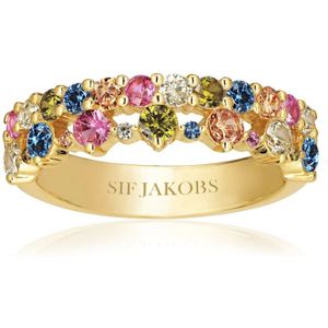 Sif Jakobs Jewellery, Accessoires, Dames, Geel, 52 MM, Multicolor Zirkonia Vergulde Ring