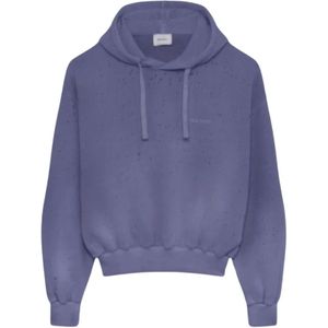 Halfboy, Sweatshirts & Hoodies, Heren, Paars, M, Katoen, Indigo Blauw Fleece Hoodie Pullover