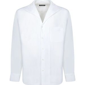 Dolce & Gabbana, Overhemden, Heren, Wit, L, Linnen, Wit T-shirt met klassieke kraag