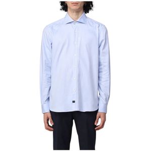 Fay, Overhemden, Heren, Blauw, L, Katoen, Blauw Katoenen Overhemd