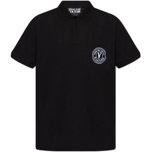 Versace Jeans Couture, Tops, Heren, Zwart, M, Katoen, Polo met logo
