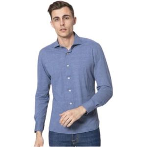 Orian, Overhemden, Heren, Blauw, L, Nylon, Blauwe Vloeibare Overhemd