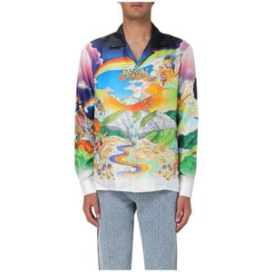 Casablanca, Overhemden, Heren, Veelkleurig, M, Psychedelische Print Zijden Overhemd