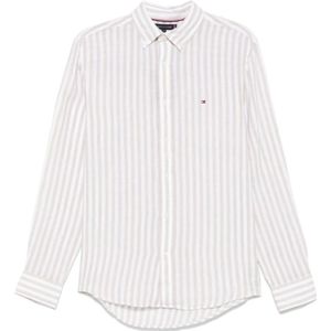 Tommy Hilfiger, Overhemden, Heren, Beige, S, Beige Gestreept Overhemd met Logodetail
