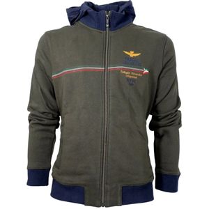 Aeronautica Militare, Sweatshirts & Hoodies, Heren, Groen, 4Xl, Katoen, Heren Hoodie met Tricolor Pijlen