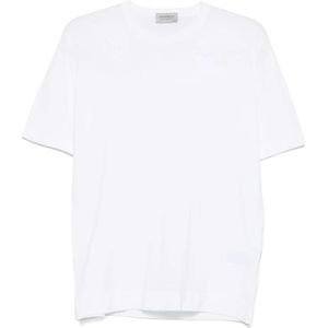 John Smedley, Tops, Heren, Wit, M, Witte Crew Neck Korte Mouw T-shirt