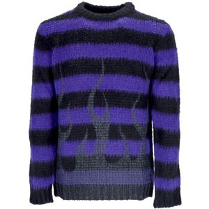 Vision OF Super, Truien, Heren, Veelkleurig, XL, Wol, Vlammenprint Crew Neck Sweater