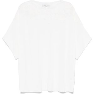 Ermanno Scervino, Tops, Dames, Wit, M, Katoen, Trui met ronde hals en korte mouwen