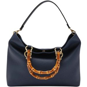Biagini, Tassen, Dames, Blauw, ONE Size, Bamboe, Bamboe Leren Tas