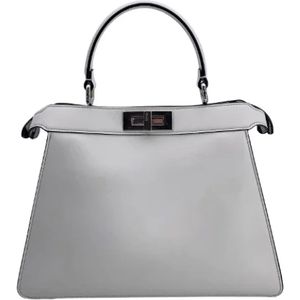 Fendi Vintage, Pre-owned, Dames, Grijs, ONE Size, Leer, Tweedehands leren handtassen