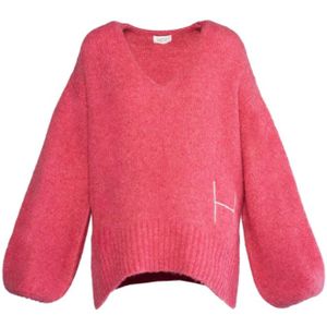 Hést, Truien, Dames, Roze, XS, Wol, Zachte V-halstrui in Chateau Rose