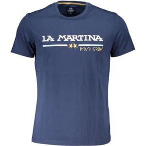 La Martina, Tops, Heren, Blauw, XL, Katoen, Blauw Katoenen Heren T-Shirt Casual