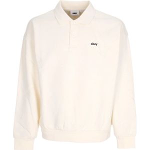 Obey, Tops, Heren, Beige, XL, Katoen, Lange Mouw Fleece Polo Shirt