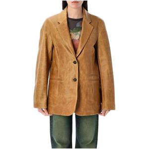 Our Legacy, Jassen, Dames, Bruin, S, Leer, Leren Blazer Burnt Sugar Buitenkleding