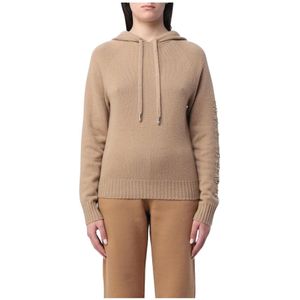 Max Mara, Sweatshirts & Hoodies, Dames, Bruin, XS, Kasjmier, Kasjmier hoodie met versierde mouwen