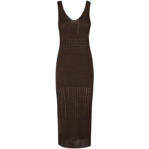 Max Mara, Kleedjes, Dames, Bruin, M, Katoen, Valois Koffie Katoenen Jurk