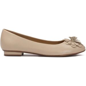 Kazar, Schoenen, Dames, Beige, 36 EU, Leer, Beige leren ballerina's met bloem