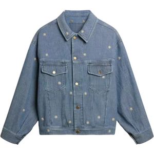 Golden Goose, Jassen, Dames, Blauw, S, Katoen, Blauwe geborduurde bloemige spijkerjas