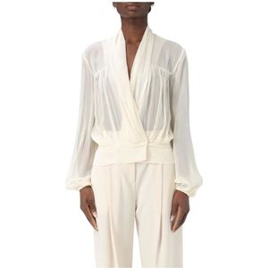 Philosophy di Lorenzo Serafini, Blouses & Shirts, Dames, Geel, S, Elegant Print T-shirt met korte mouwen