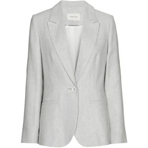 Marie Méro, Jassen, Dames, Grijs, XL, Katoen, Lichtgrijze Linnen Katoenen Blazer