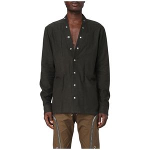 Rick Owens, Overhemden, Heren, Groen, L, Katoen, Groene Relaxte Fit Shirt