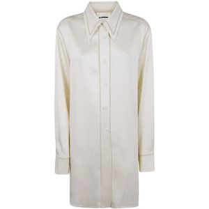 Jil Sander, Kleedjes, Dames, Beige, L, Klassiek Wit Overhemd voor Mannen