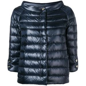 Herno, Jassen, Dames, Blauw, S, Blauwe Piumino Jas
