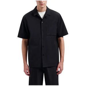 Olaf Hussein, Overhemden, Heren, Zwart, L, Nylon, Nylon Korte Mouw Shirt