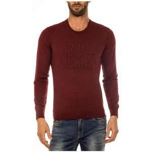 Armani Jeans, Truien, Heren, Rood, XL, Gezellige Gebreide Trui