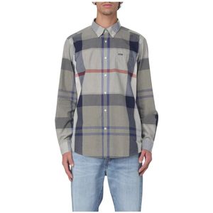Barbour, Overhemden, Heren, Veelkleurig, L, Katoen, Paarse Geruite Overhemd Lange Mouw