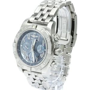 Breitling Pre-owned, Pre-owned, Dames, Blauw, ONE Size, Pre-owned Stainless Steel watches