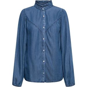 &Co Woman, Blouses & Shirts, Dames, Blauw, M, Joy Jeans Blouse met Pofmouwen