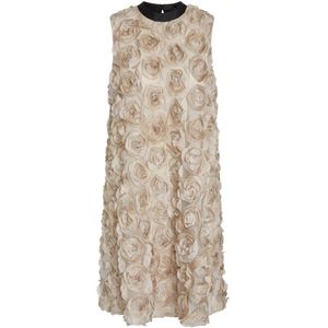 Bruuns Bazaar, Kleedjes, Dames, Beige, XS, Polyester, Unieke Rozenprint A-lijn Jurk