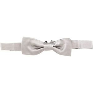 Dolce & Gabbana, Accessoires, Heren, Wit, ONE Size, Stijlvolle Zilveren Bird`s Eye Vlinderdas