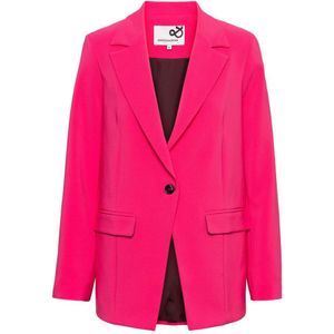 &Co Woman, Jassen, Dames, Roze, XL, Polyester, Lange Roze Blazer met Details