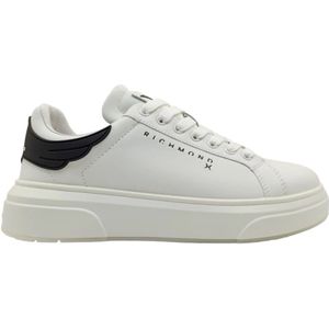 John Richmond, Schoenen, Heren, Wit, 43 EU, Leer, Witte leren sneakers met rubberen achterkant