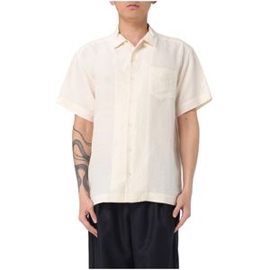 A.p.c., Overhemden, Heren, Beige, L, Linnen, Roy Shirt met Korte Mouwen