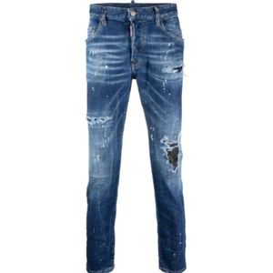 Dsquared2, Jeans, Heren, Blauw, S, Denim, Gescheurde Denim Skinny Jeans Indigo Blauw